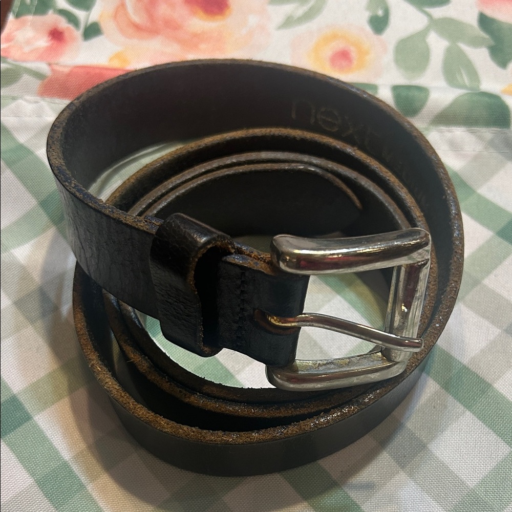 NEXT vintage Black Leather Belt Sz Med